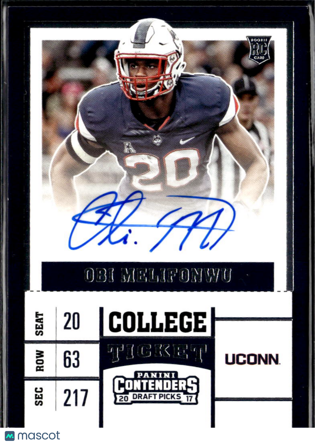 Obi Melifonwu 2017 Contenders Draft Auto Autograph RC UConn Huskies