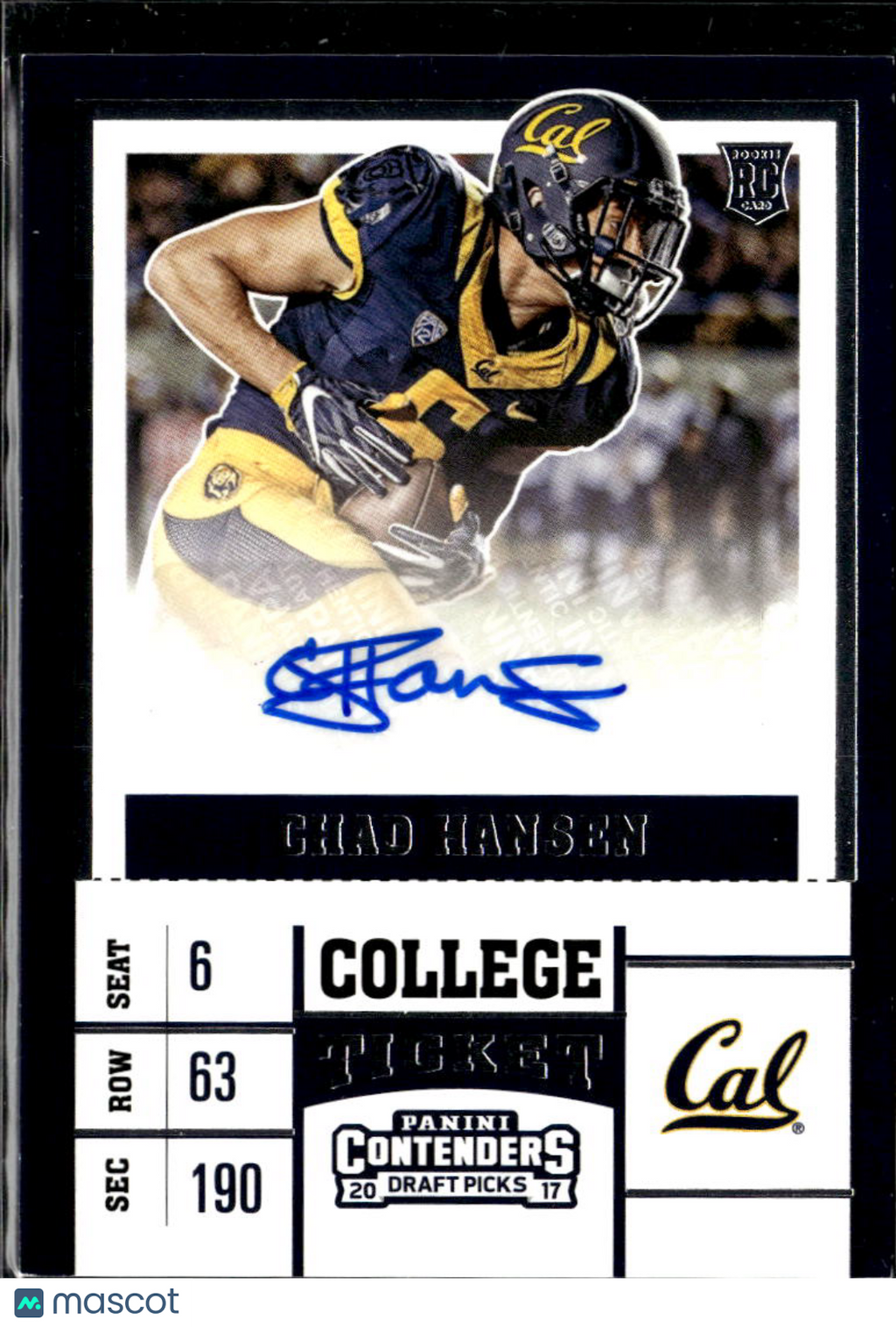 Chad Hansen 2017 Contenders Draft Auto Autograph RC California Golden Bears