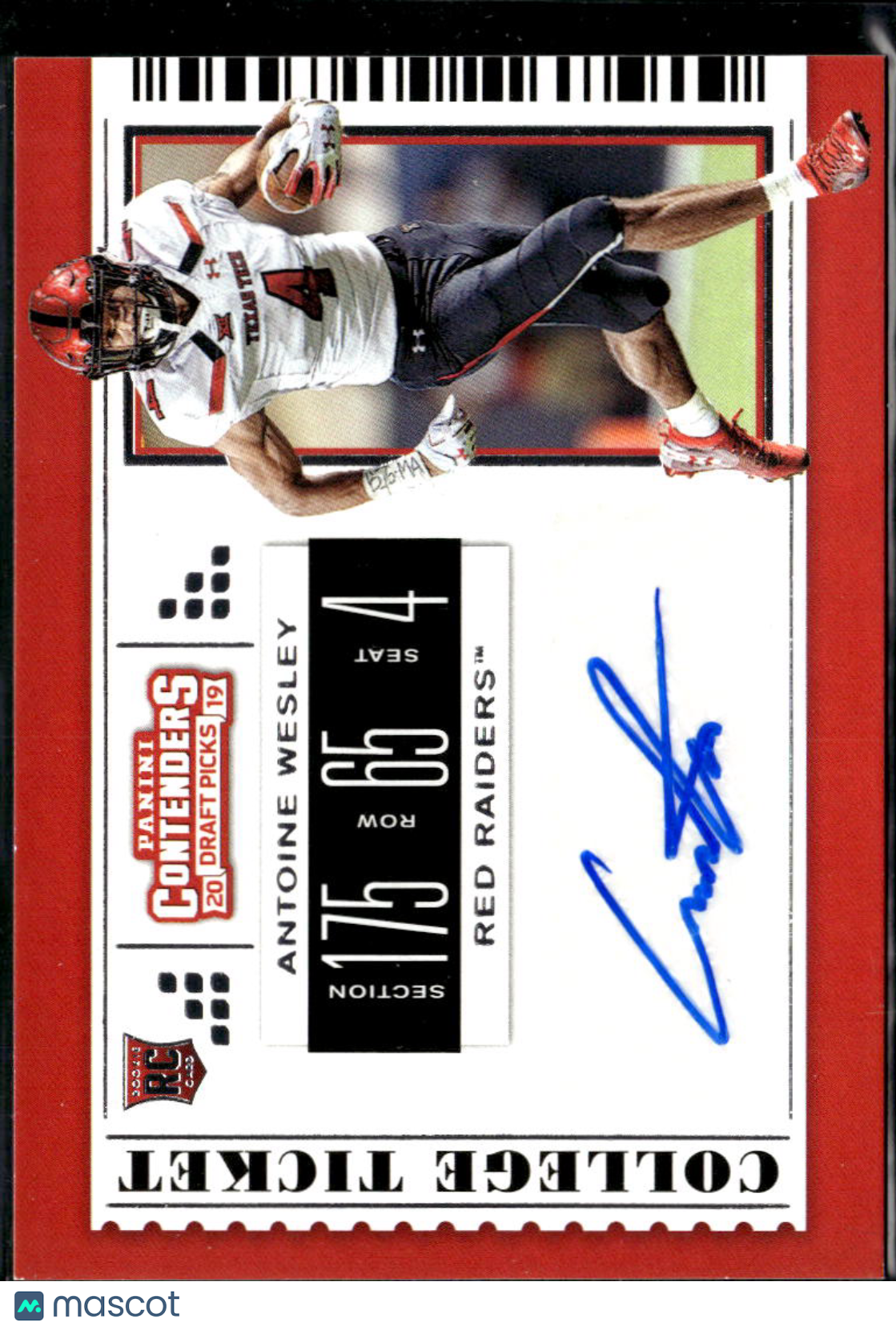 Antoine Wesley 2019 Contenders Draft Auto Autograph RC Texas Tech Red Raiders