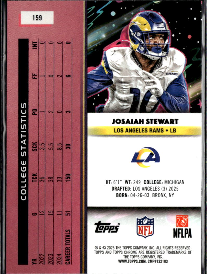 Josaiah Stewart 2025 Topps Chrome Cosmic Nucleus SSP Rookie RC Los Angeles Rams