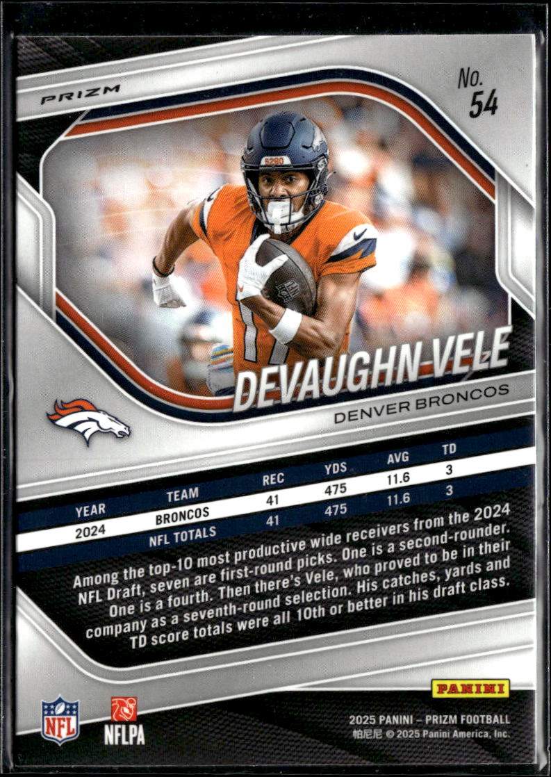 Devaughn Vele 2025 Prizm Blue Yellow Green Denver Broncos