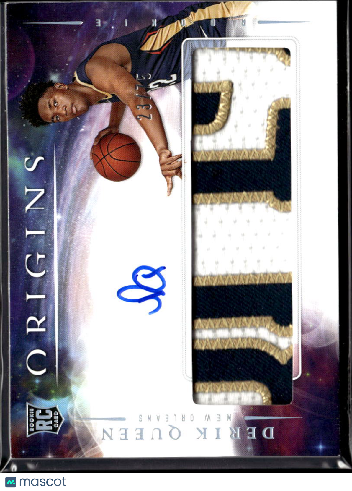 Derik Queen 2025-26 Origins Auto Autograph Nameplate Patch RC 23/75 Pelicans