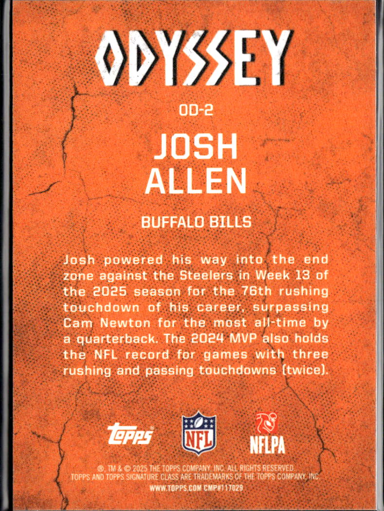 Josh Allen 2025 Topps Signature Class Odyssey SSP CASE HIT Buffalo Bills