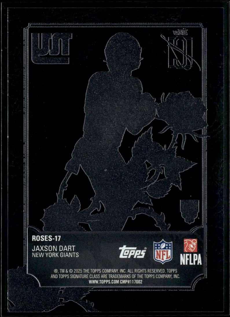 Jaxson Dart 2025 Topps Signature Class Roses SSP CASE HIT RC New York Giants