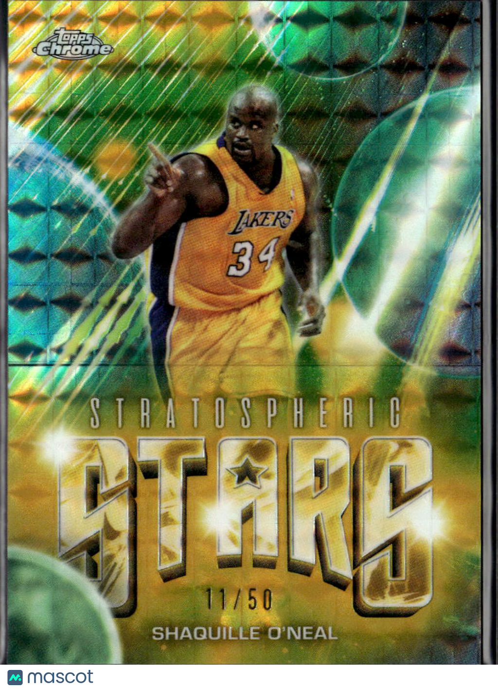 Shaquille O'Neal 2026 Topps Chrome Stratospheric GOLD Refractor 11/50 LA Lakers
