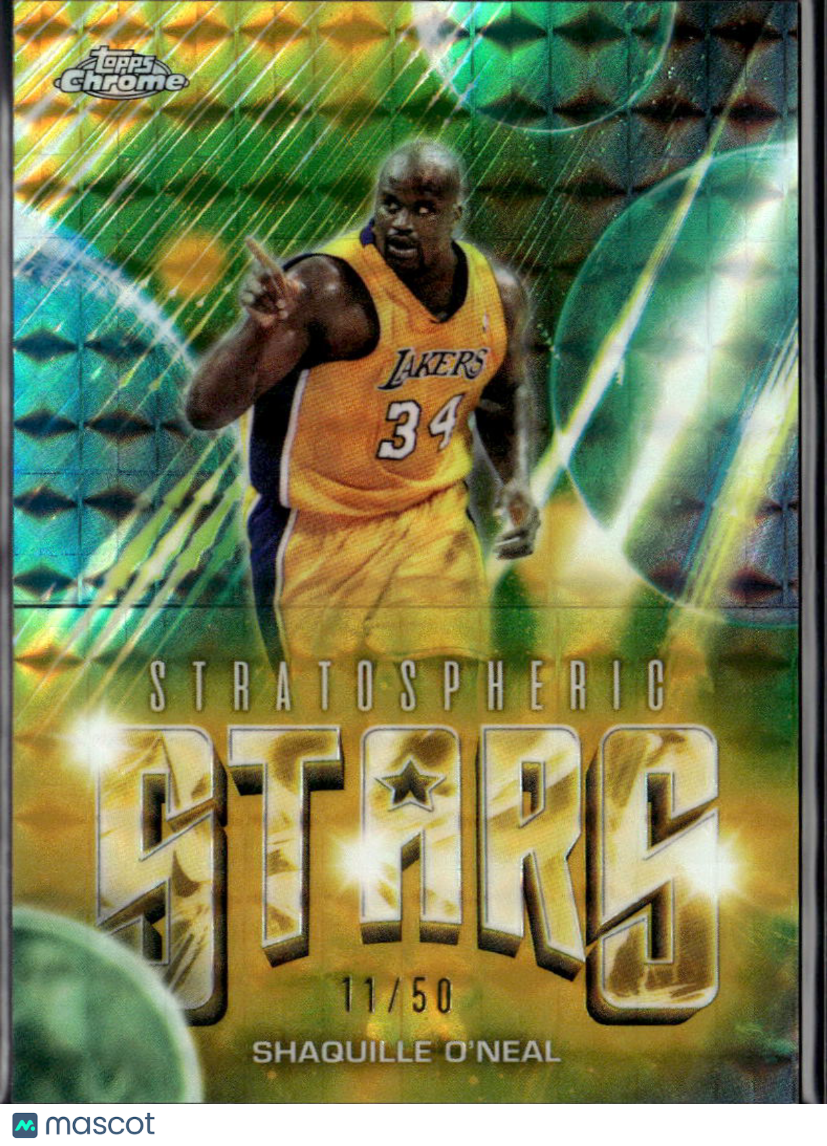 Shaquille O'Neal 2026 Topps Chrome Stratospheric GOLD Refractor 11/50 LA Lakers