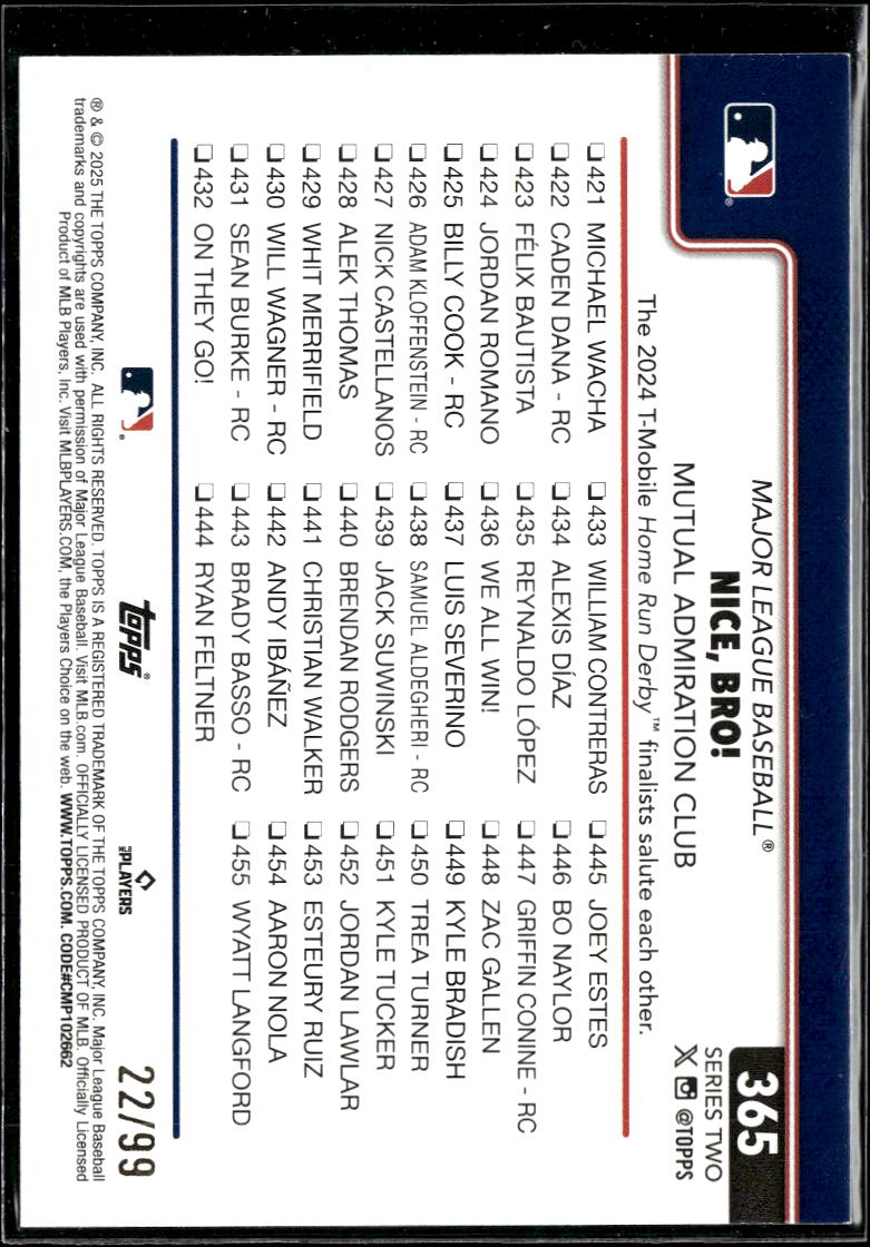 Mookie Betts / Bobby Witt Jr. 2025 Topps Nice Bro! Green KC Royals Dodgers 22/99