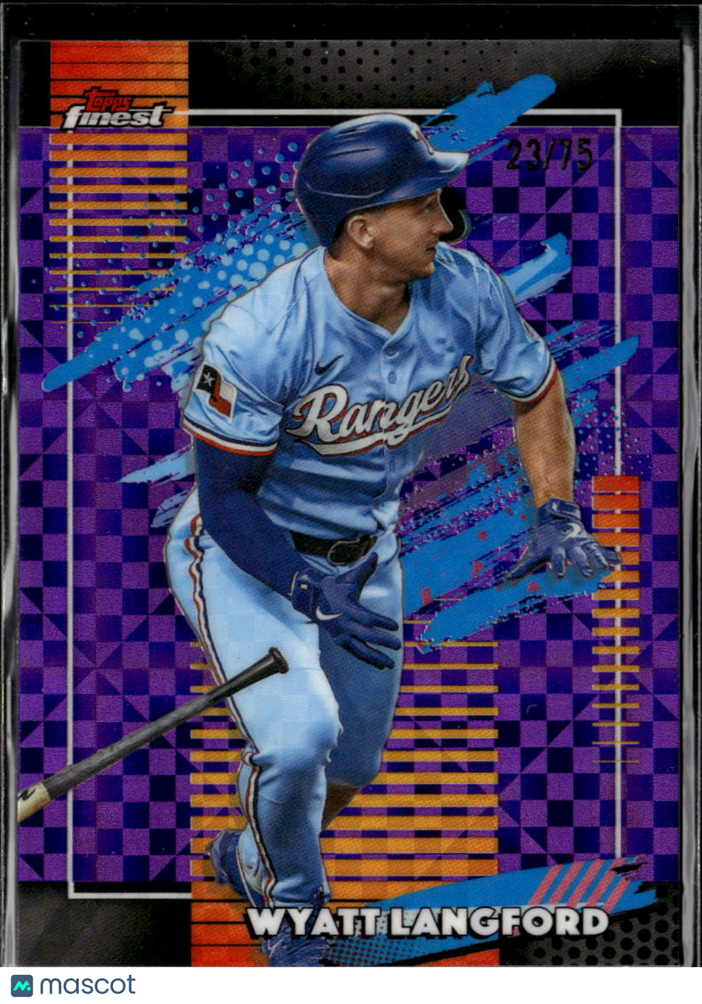 Wyatt Langford 2026 Topps Finest Purple 23/75 Texas Rangers