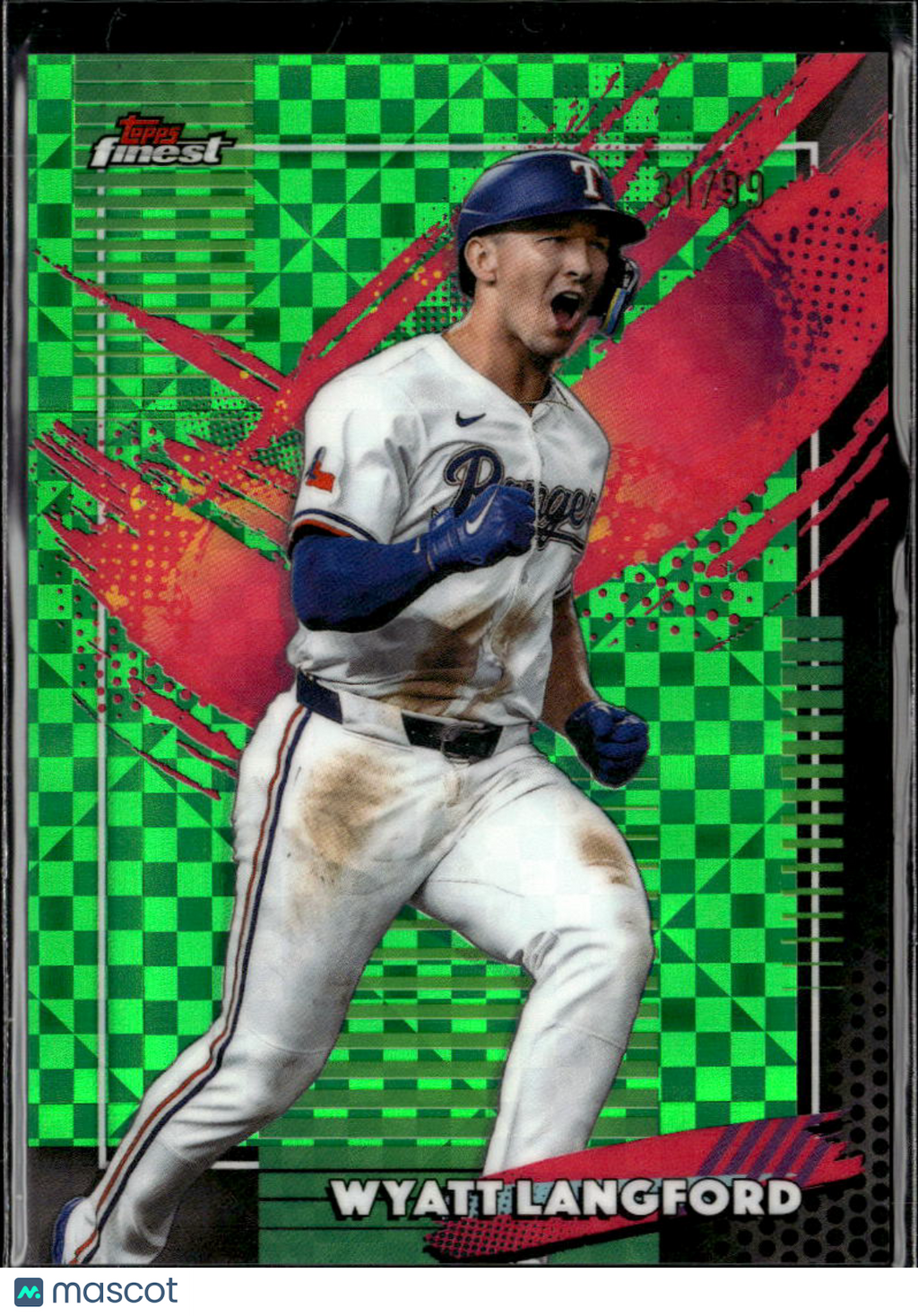 Wyatt Langford 2026 Topps Finest RARE Green XFractor 31/99 Texas Rangers