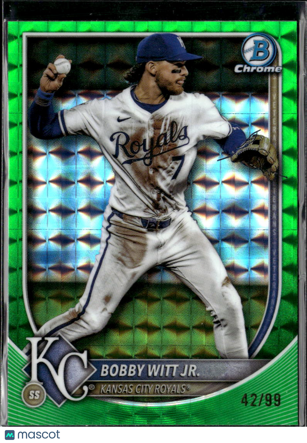 Bobby Witt Jr. 2025 Bowman Chrome Green Geometric Refractor 42/99 KC Royals