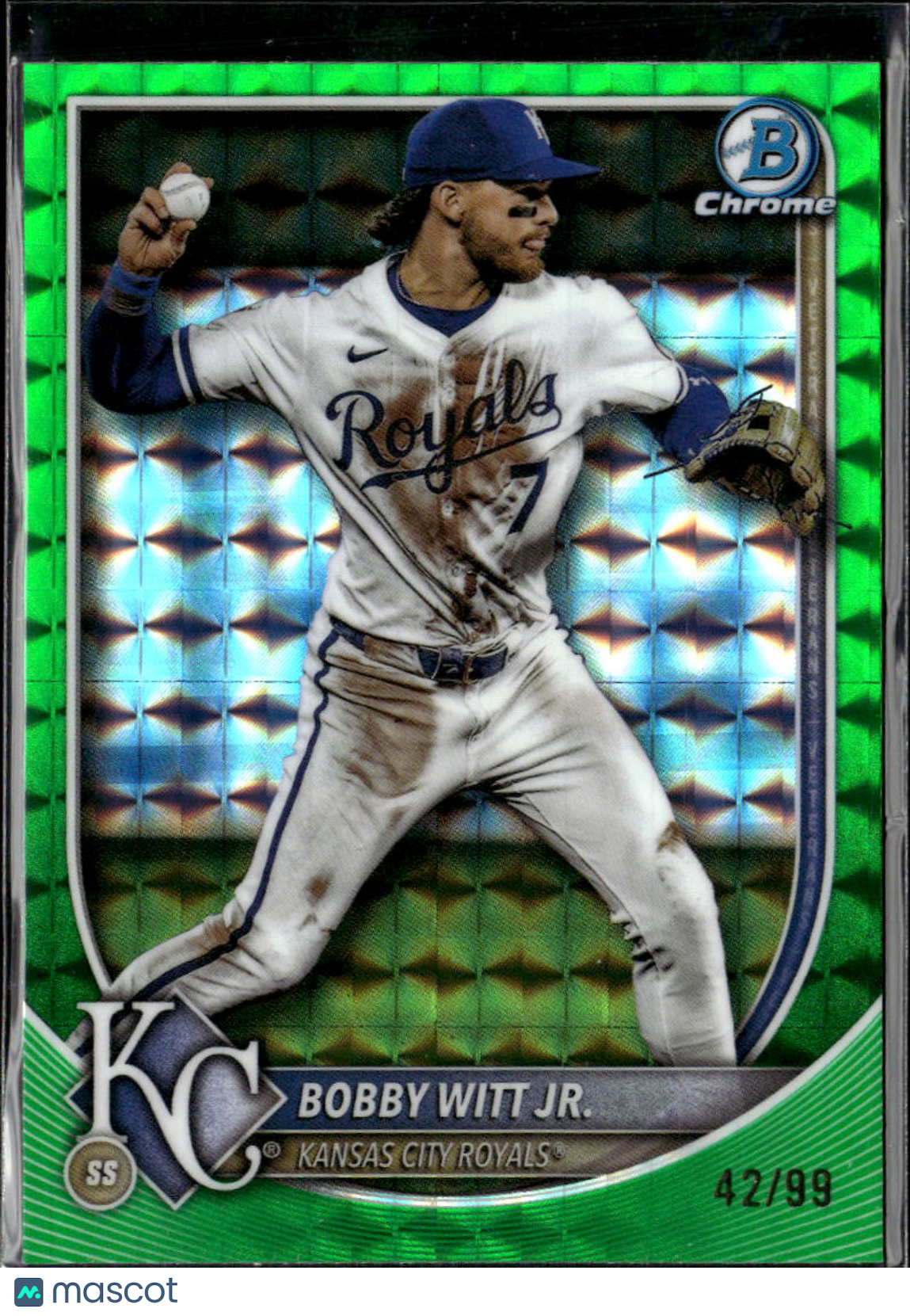 Bobby Witt Jr. 2025 Bowman Chrome Green Geometric Refractor 42/99 KC Royals