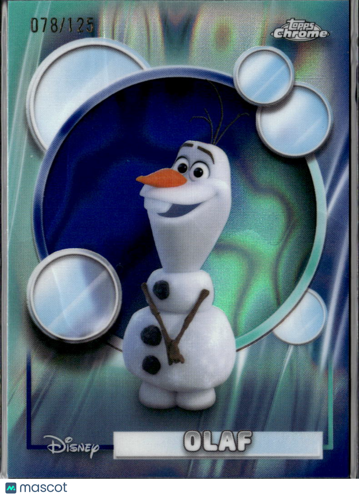 Olaf 2026 Topps Chrome Disney Blue Raywave Refractor 78/125 #170
