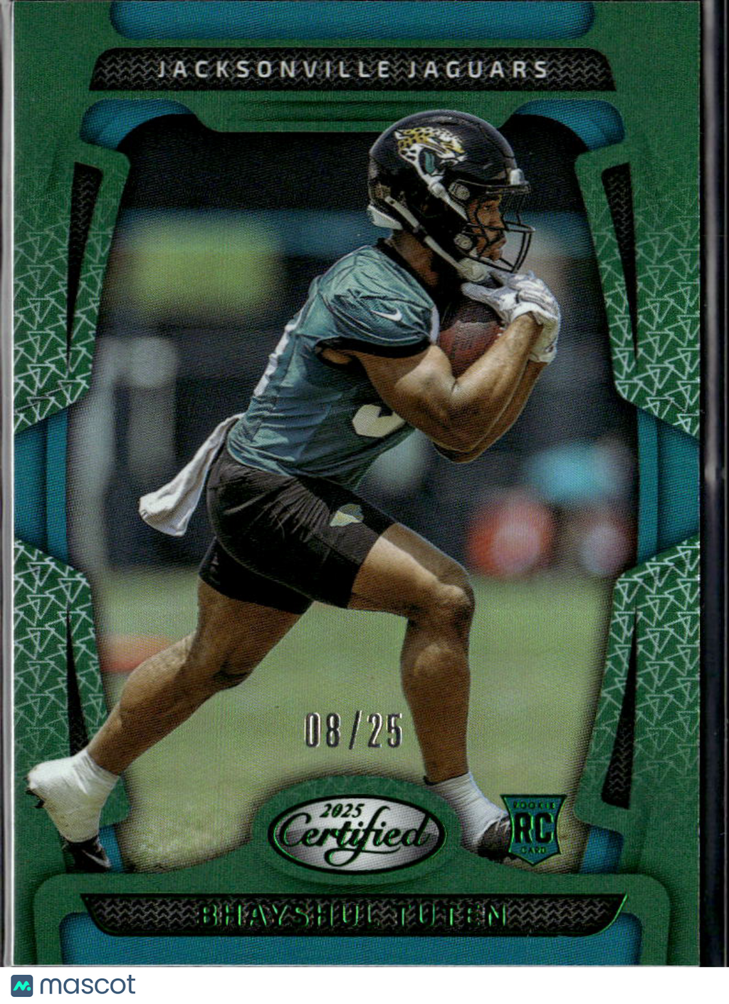 Bhayshul Tuten 2025 Certified Mirror Green Rookie RC 8/25 Jacksonville Jaguars