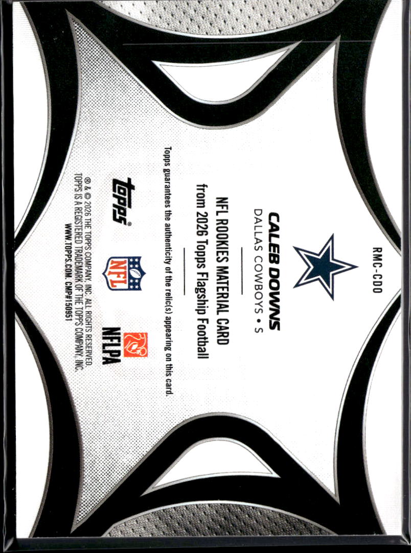 Caleb Downs 2026 Topps Flagship Jersey Patch RC Dallas Cowboys
