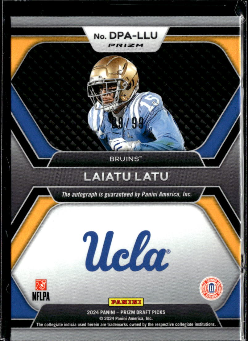 Laiatu Latu 2024 Prizm Draft Picks Auto Autograph RC Purple 9/99 UCLA Bruins