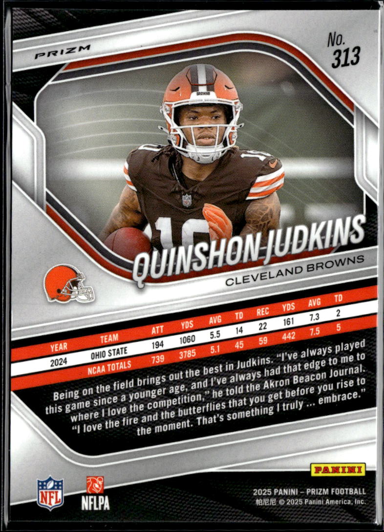 Quinshon Judkins 2025 Prizm Blue Checkerboard SSP Rookie RC Cleveland Browns