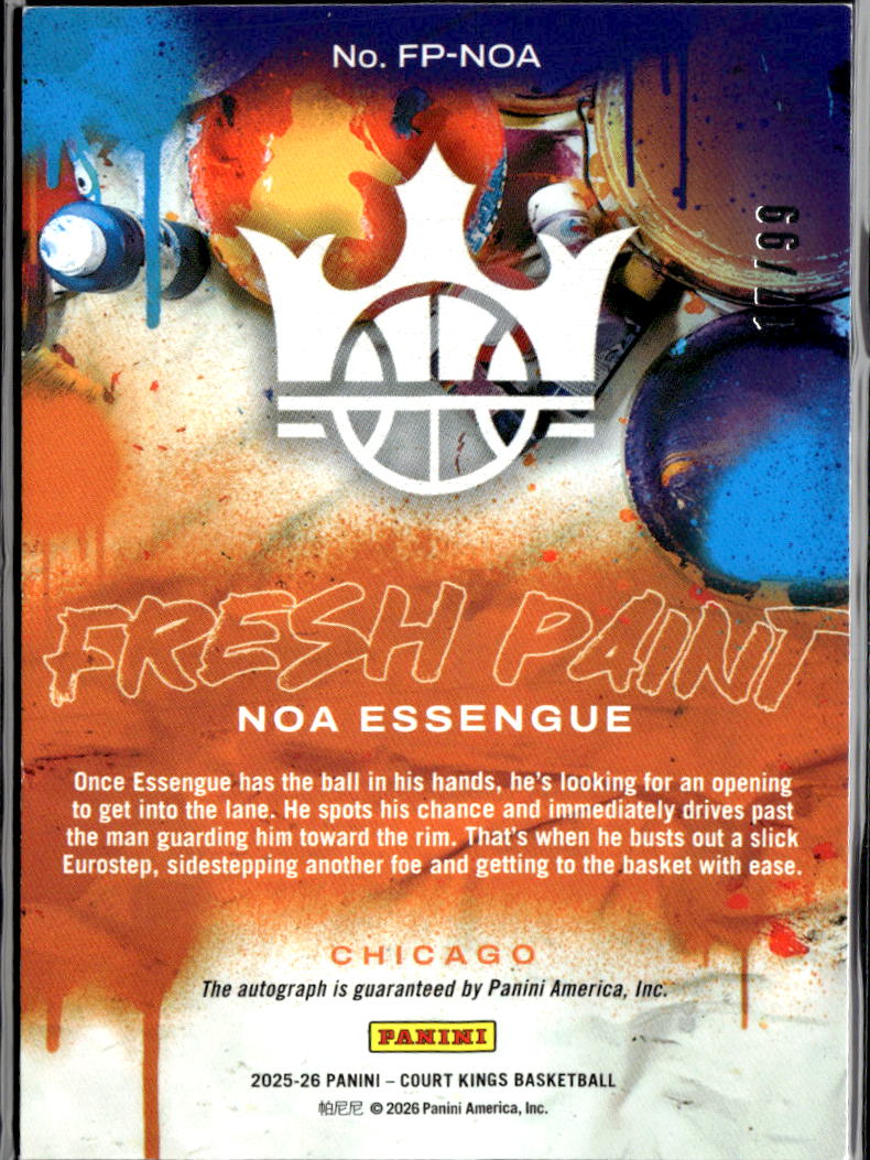 Noa Essengue 2025-26 Court Kings Auto Autograph RC Chicago Bulls 17/99