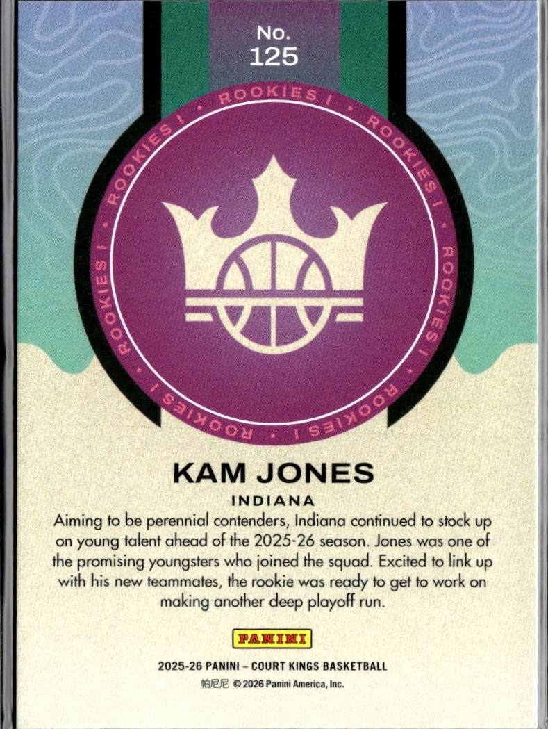 Kam Jones 2025-26 Court Kings Rookie RC Level I Indiana Pacers