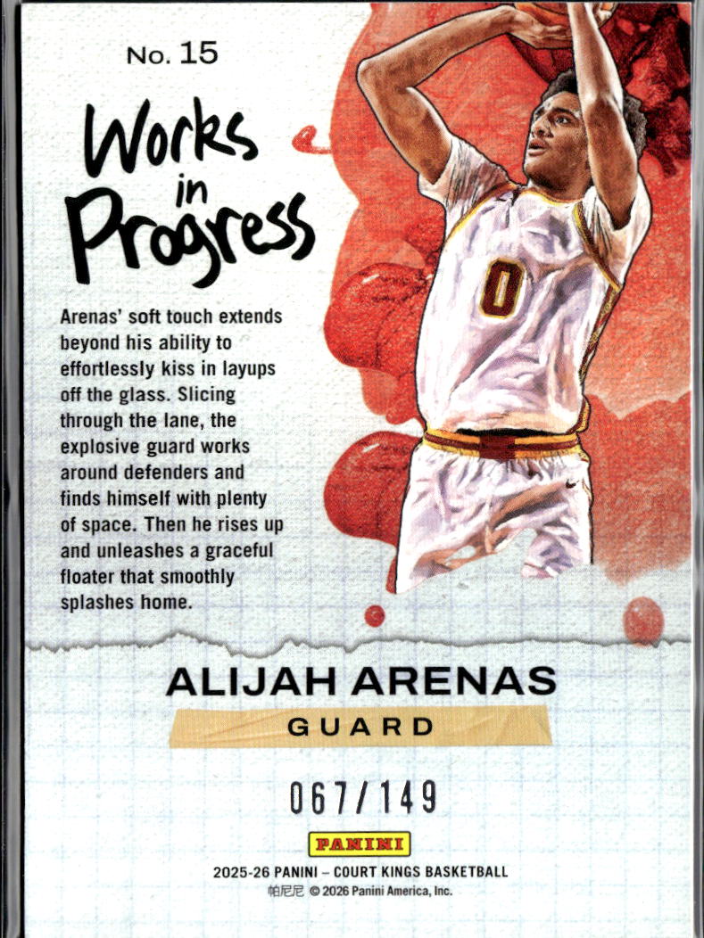 Alijah Arenas 2025-26 Court Kings Works in Progress RC 67/149 USC