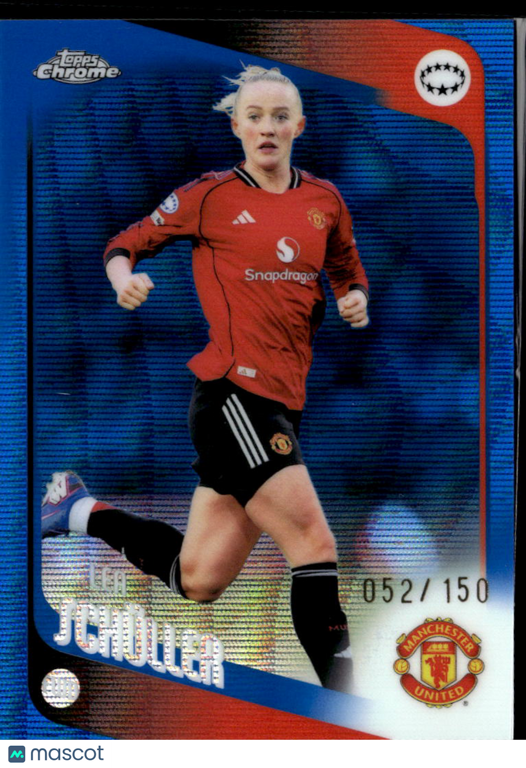 Lea Schuller 2026 Topps Chrome Women's Blue Wave 52/150 Manchester United