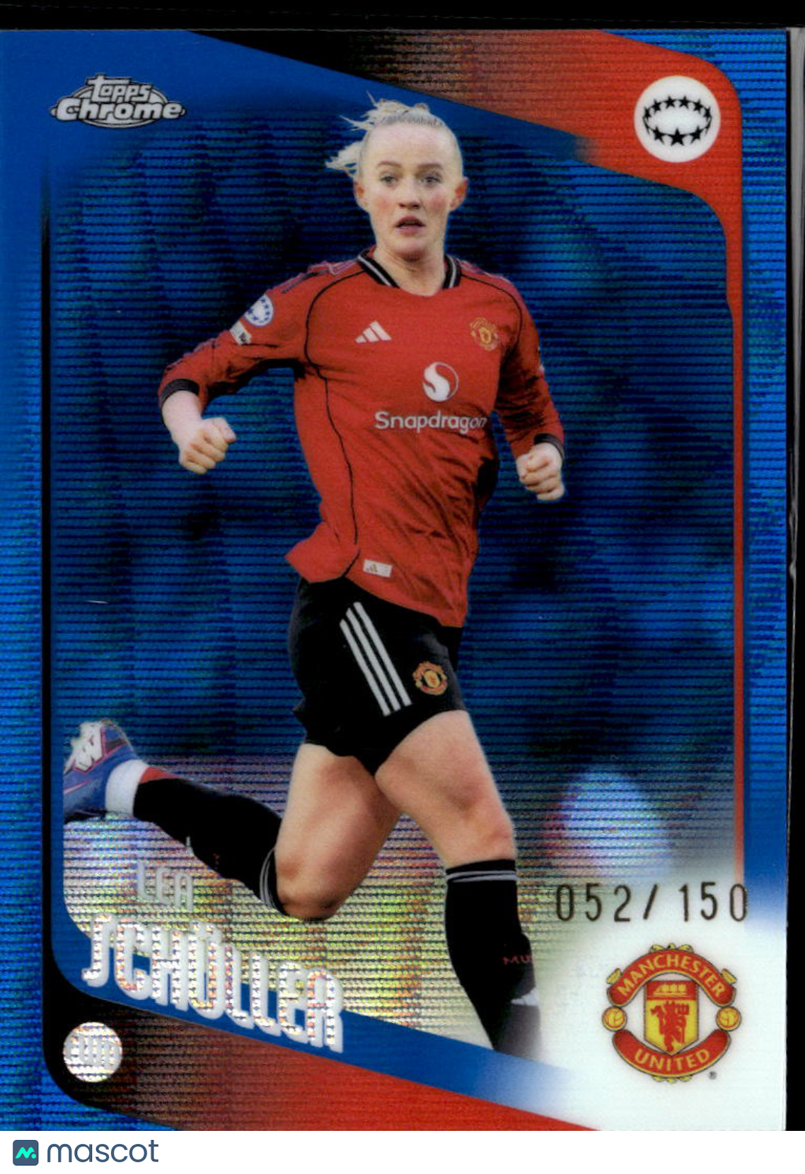 Lea Schuller 2026 Topps Chrome Women's Blue Wave 52/150 Manchester United