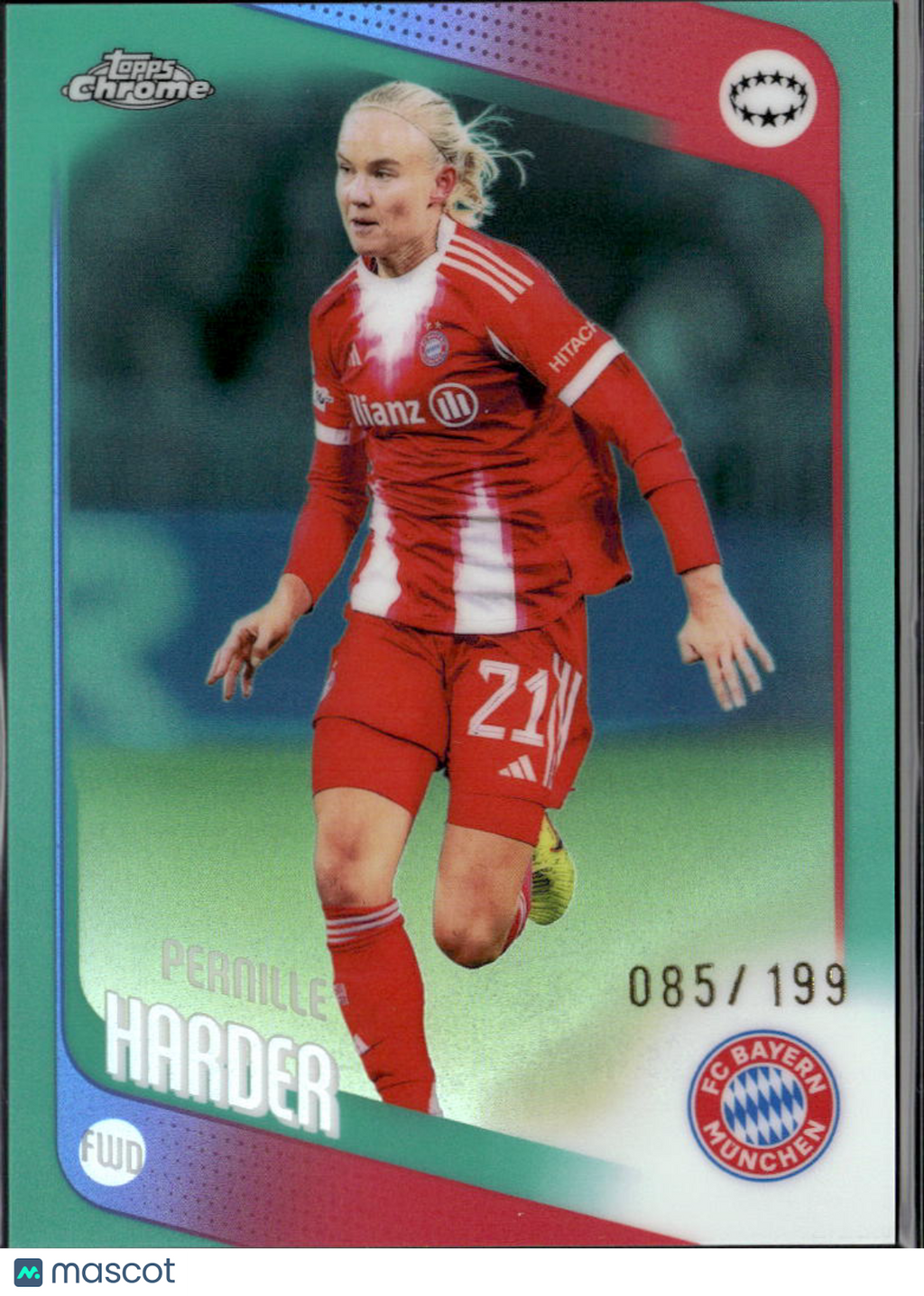 Pernille Harder 2026 Topps Chrome Women's Aqua Refractor /199 FC Bayern München