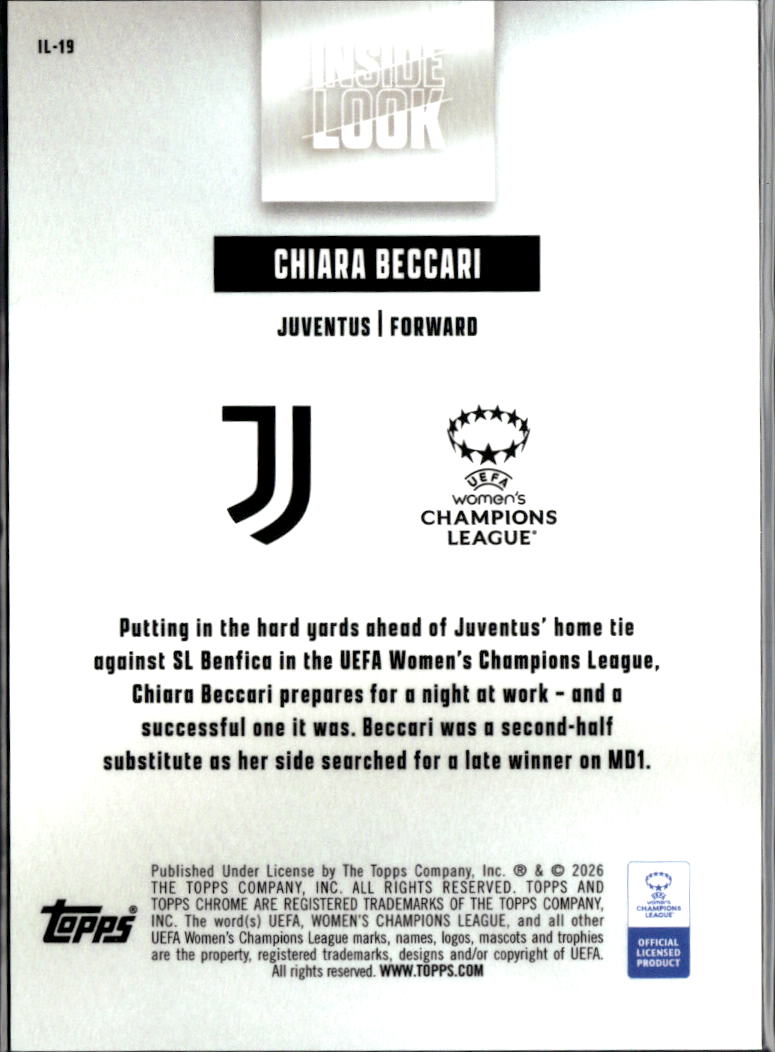 Chiara Beccari 2026 Topps Chrome Women's Inside Look Green 90/99 Juventus