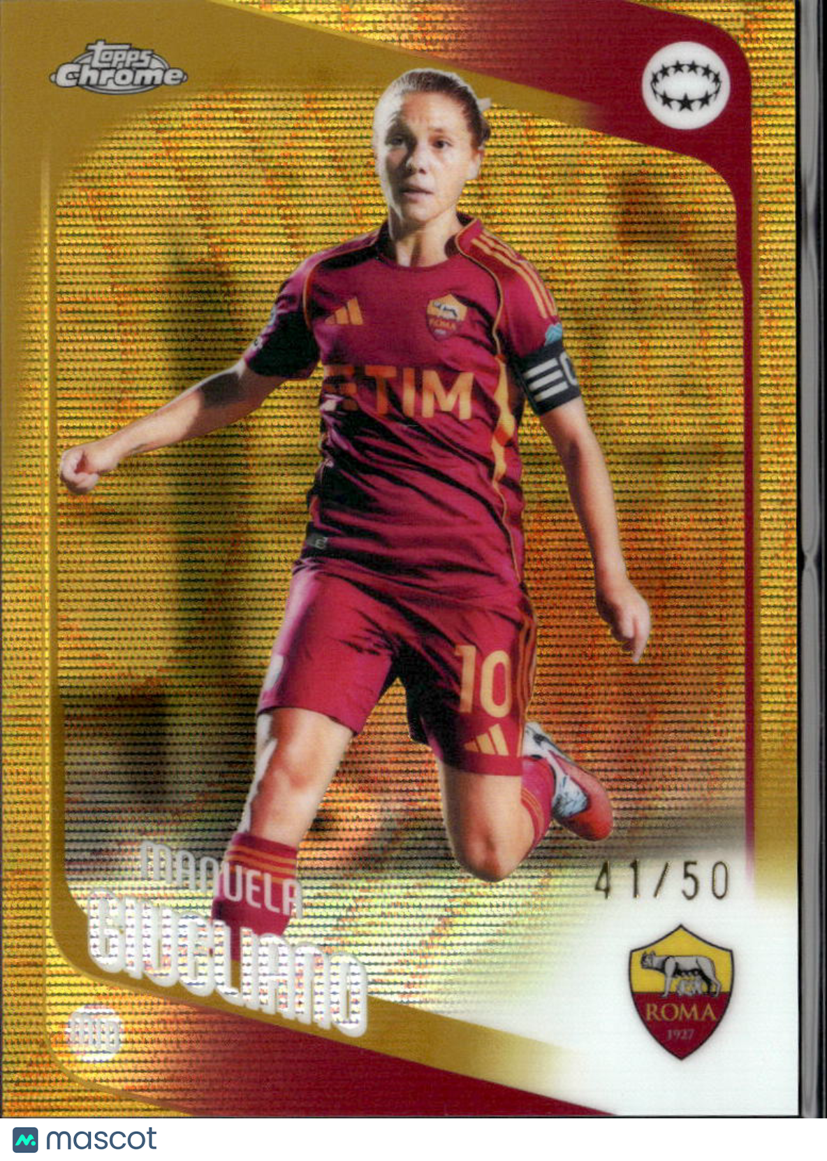 Manuela Giugliano 2026 Topps Chrome Women's GOLD Wave Refractor 41/50 AS Roma