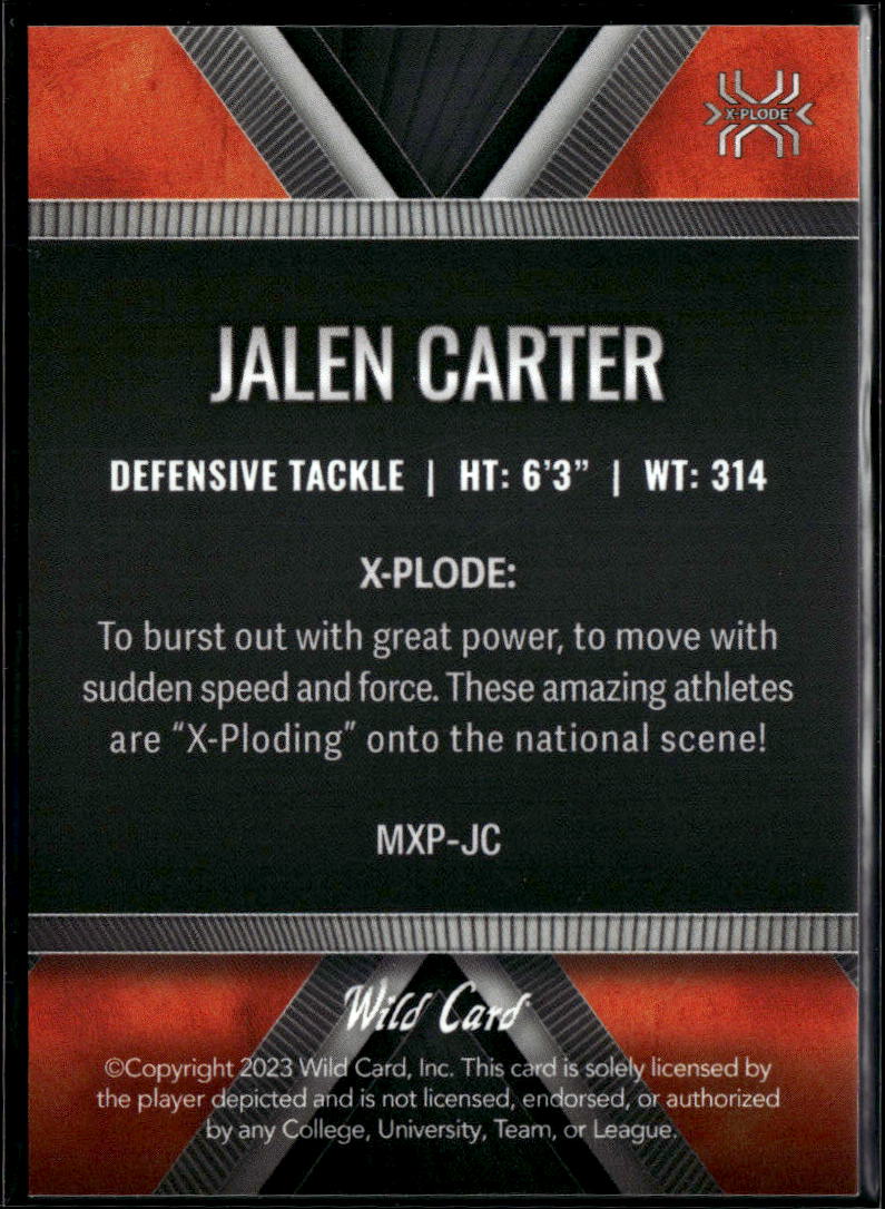 Jalen Carter 2023 Wild Card X-Plode Rookie RC 89/200 Philadelphia Eagles