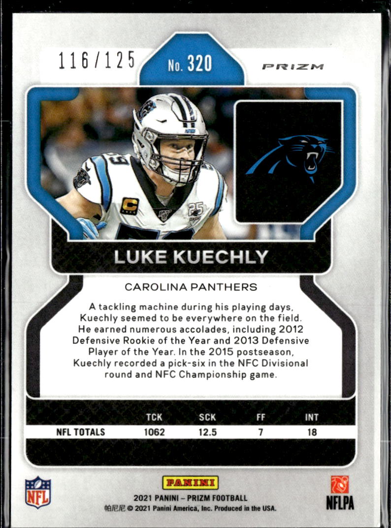 Luke Kuechly 2021 Prizm Purple Prizm 116/125 Carolina Panthers