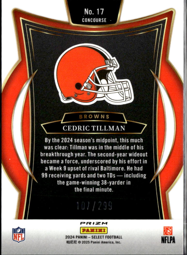 Cedric Tillman 2024 Select Tricolor Prizm 107/299 Cleveland Browns