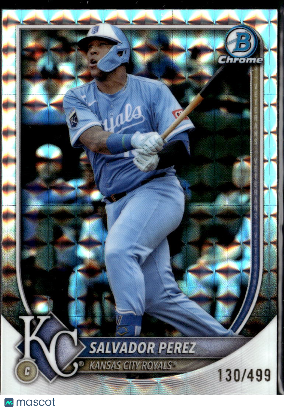 Salvador Perez 2025 Bowman Chrome Mega Box Refractor 130/499 Kansas City Royals