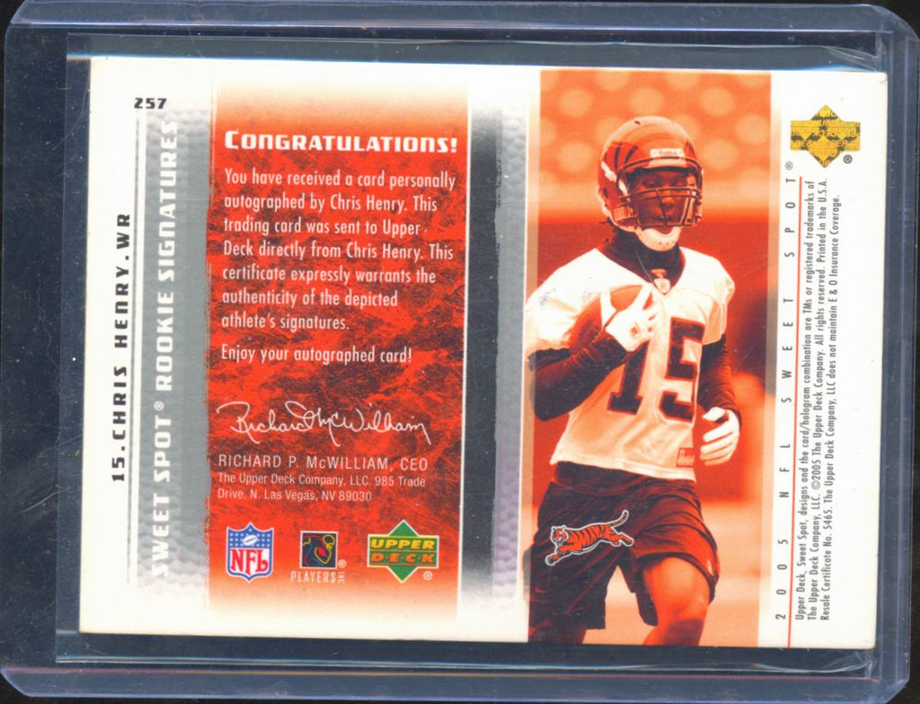 Chris Henry 2005 Upper Deck Sweet Spot Auto Autograph RC /650 Cincinnati Bengals