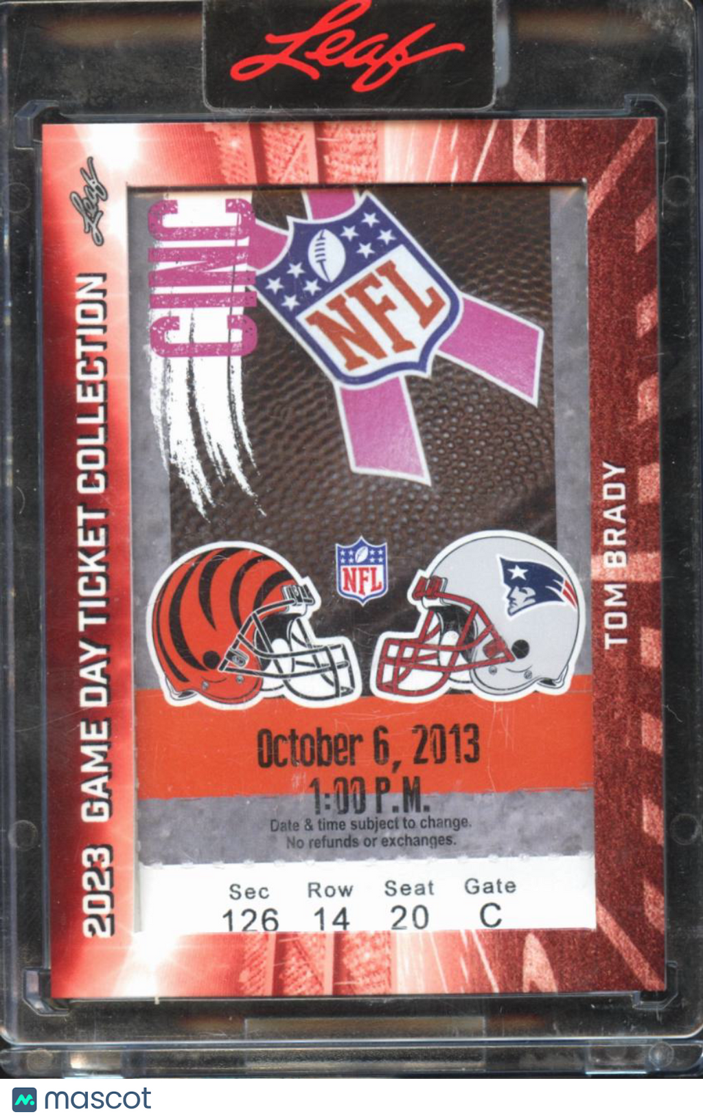 Tom Brady 2023 Leaf Game Day Game Used Ticket  Bengals New England Patriots