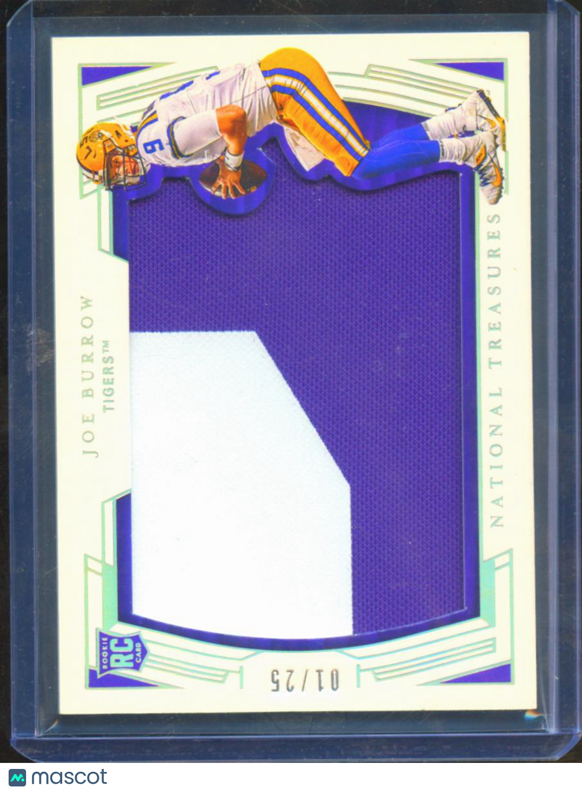 Joe Burrow 2020 National Treasures Jersey Patch RC Rookie 1/25 LSU Tigers