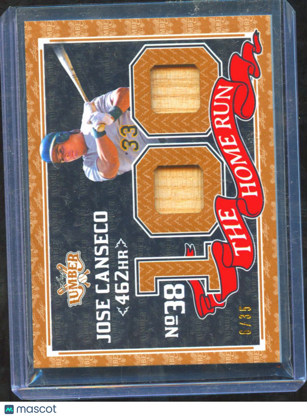 Jose Canseco 2024 Leaf Lumber Game Used Bat Relic 6/35 Oakland Athletics
