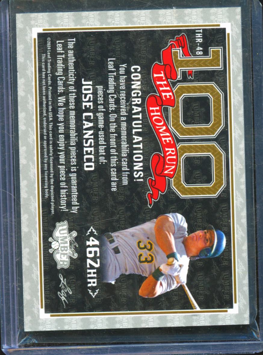 Jose Canseco 2024 Leaf Lumber Game Used Bat Relic 6/35 Oakland Athletics