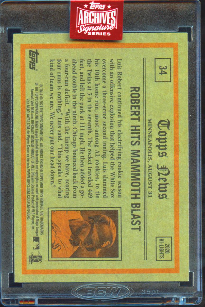 Luis Robert 2023 Topps Archives Signature Auto Autograph 9/17 Chicago White Sox