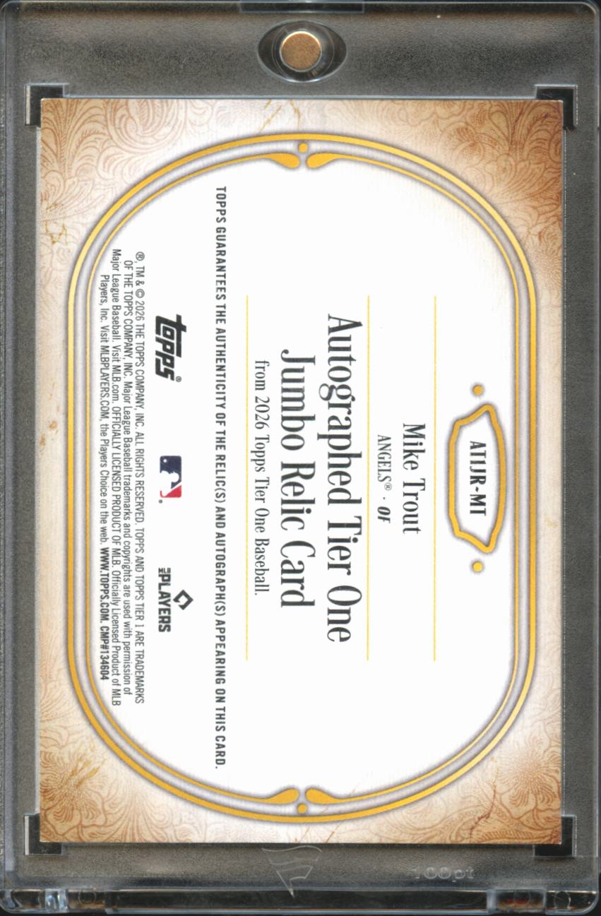 Mike Trout 2026 Topps Tier One Auto Autograph Game Worn Patch 29/49 LA Angels