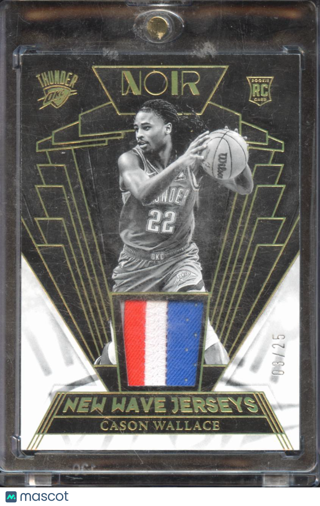 Cason Wallace 2023-24 Noir 3 Color Jersey Patch RC 3/25 Oklahoma City Thunder