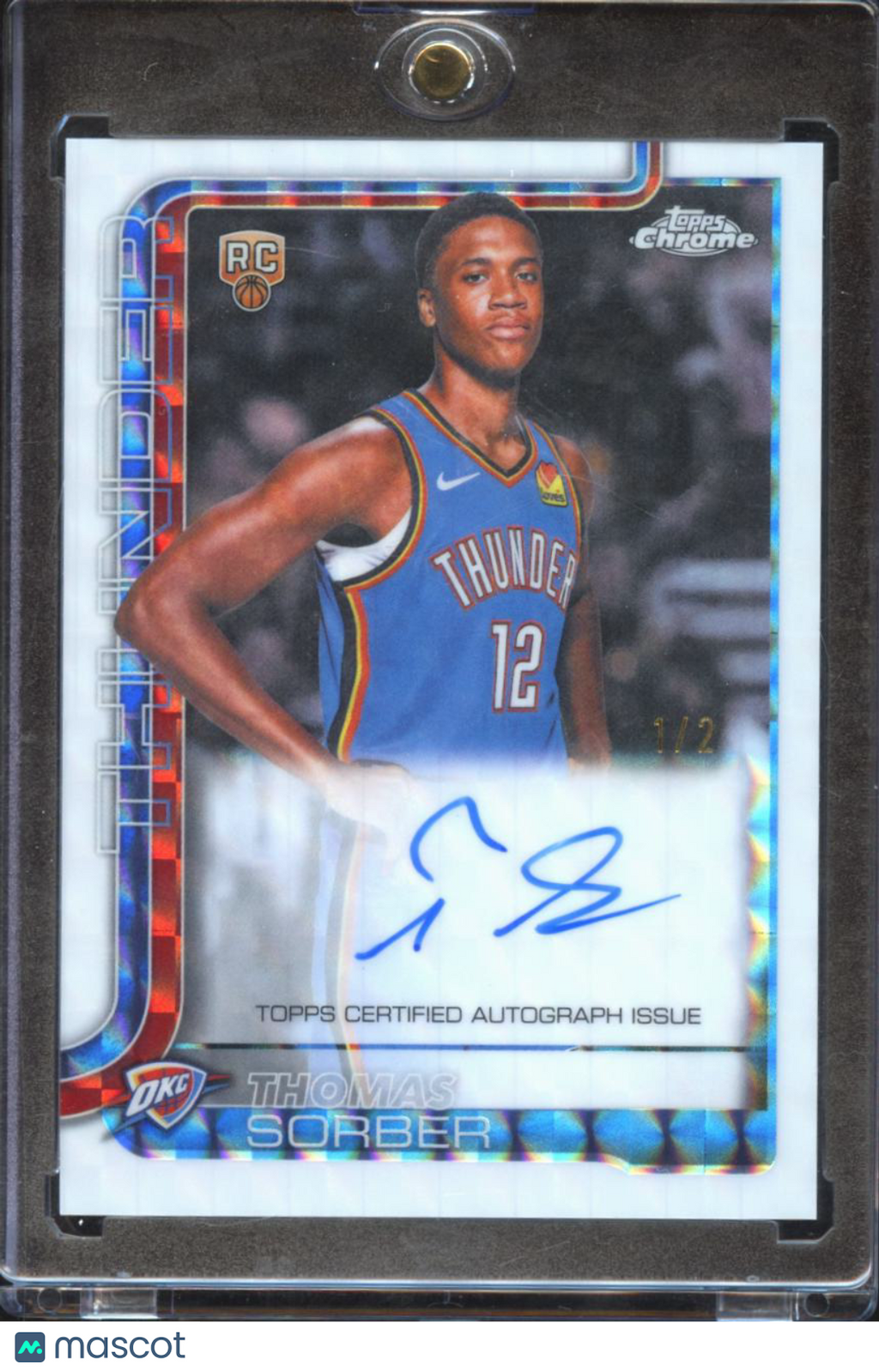 Thomas Sorber 2026 Topps Chrome Update Auto Autograph White RC 1/2 OKC Thunder