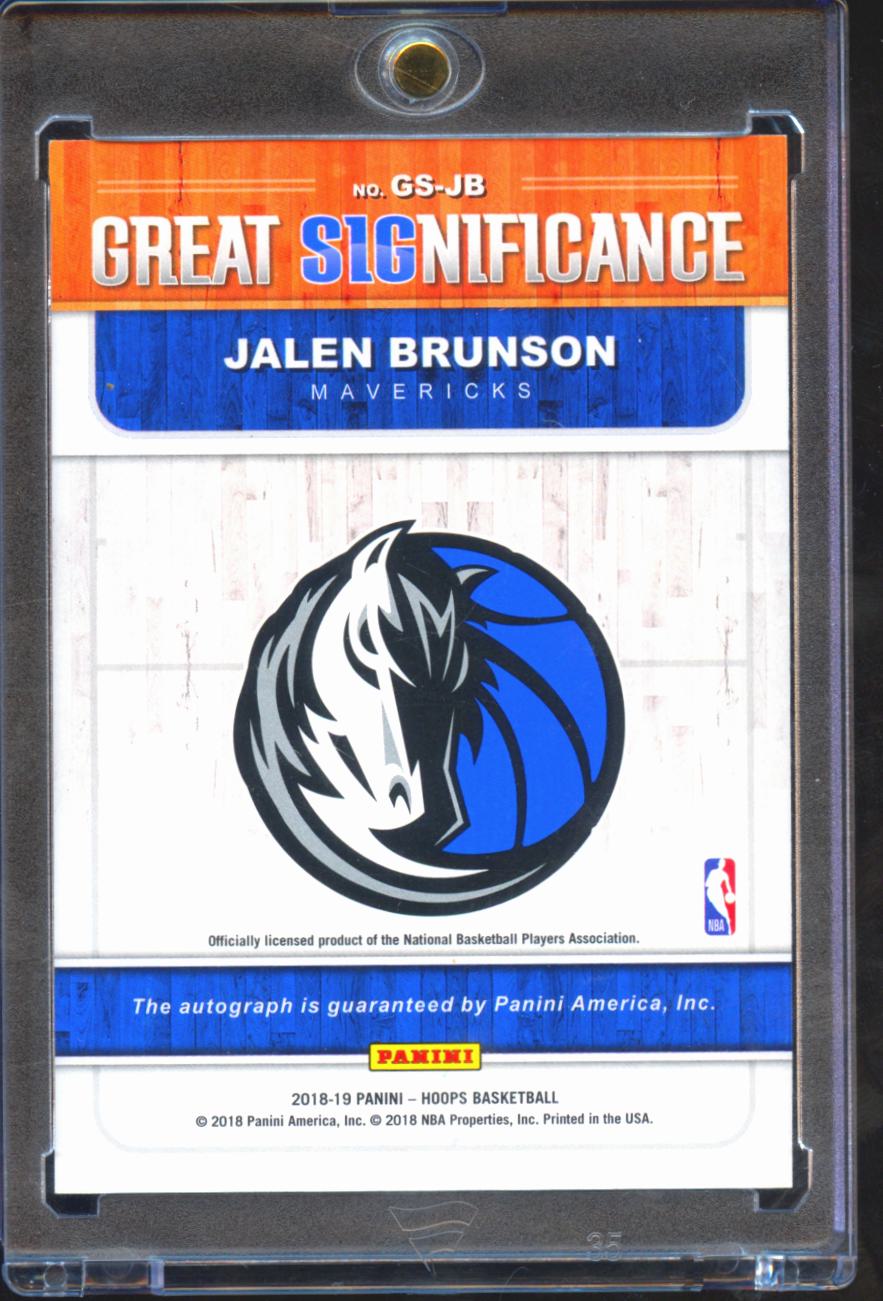 Jalen Brunson 2018-19 Hoops Significance Auto Autograph RC Knicks Mavericks