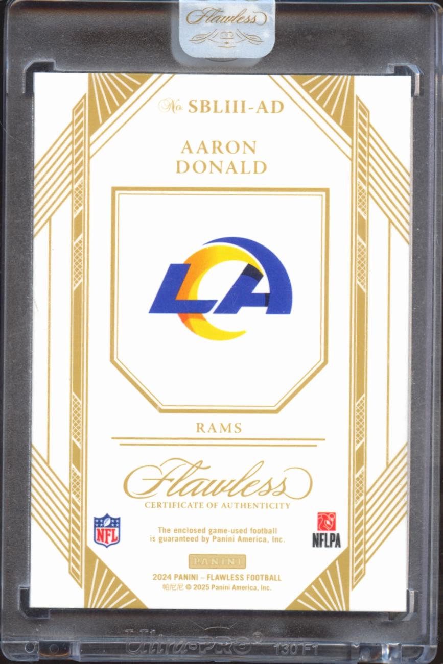 Aaron Donald 2024 Flawless Super Bowl Leather Game Used Football 7/14 LA Rams