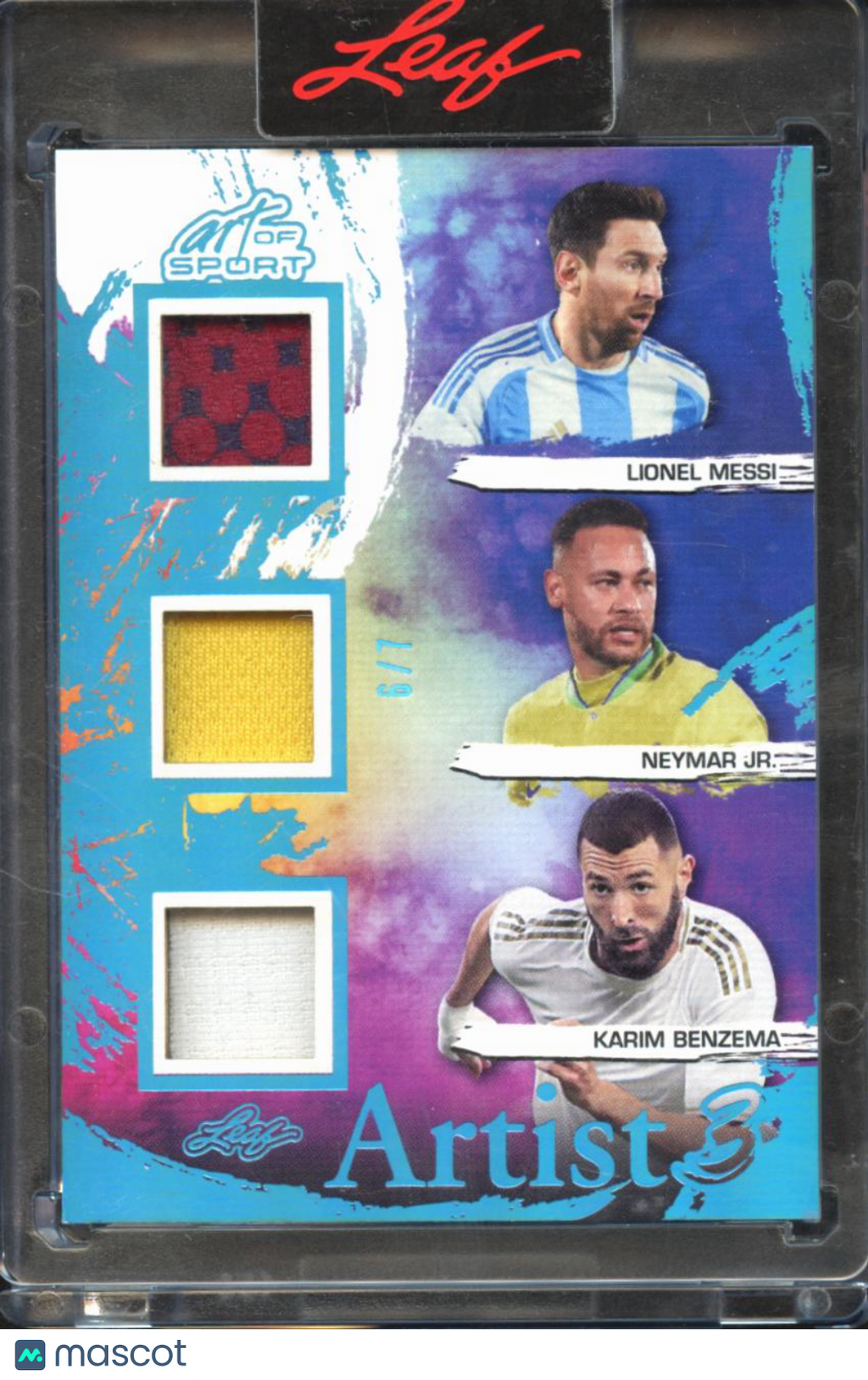 Neymar Jr. / Lionel Messi / Karim Benzema 2026 Leaf Game Worn Patch 6/7