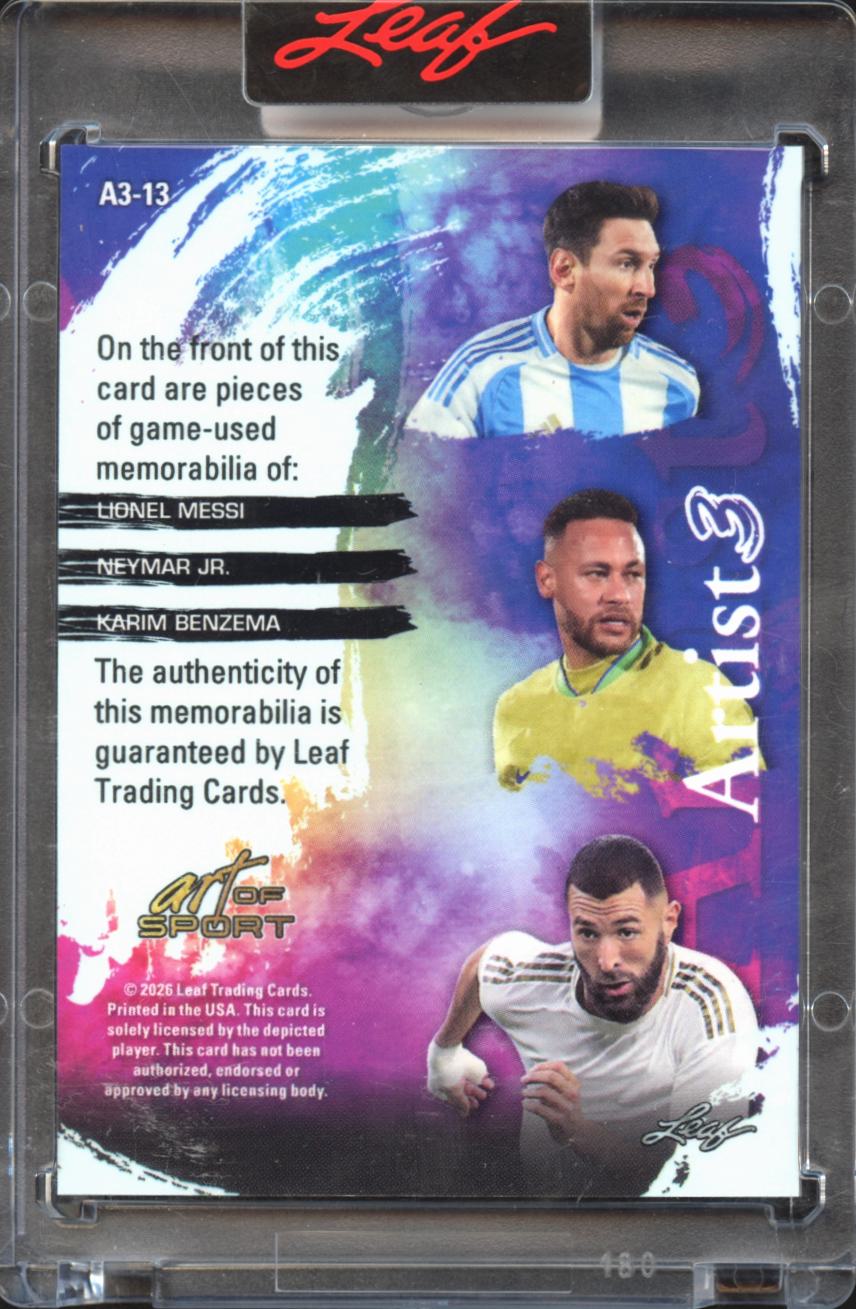 Neymar Jr. / Lionel Messi / Karim Benzema 2026 Leaf Game Worn Patch 6/7
