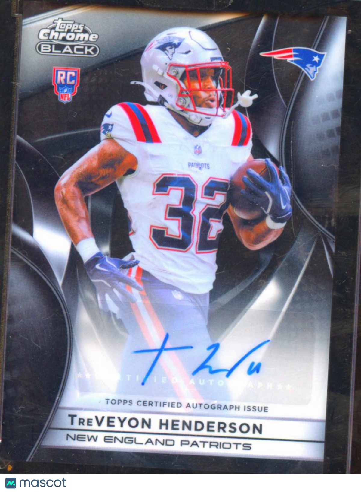 TreVeyon Henderson 2025 Topps Chrome Black Auto Autograph RC Rookie Patriots