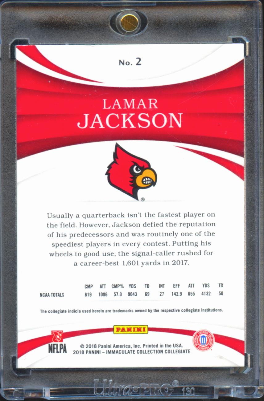 Lamar Jackson 2018 Immaculate Rookie RC 30/99 Louisville Baltimore Ravens #2