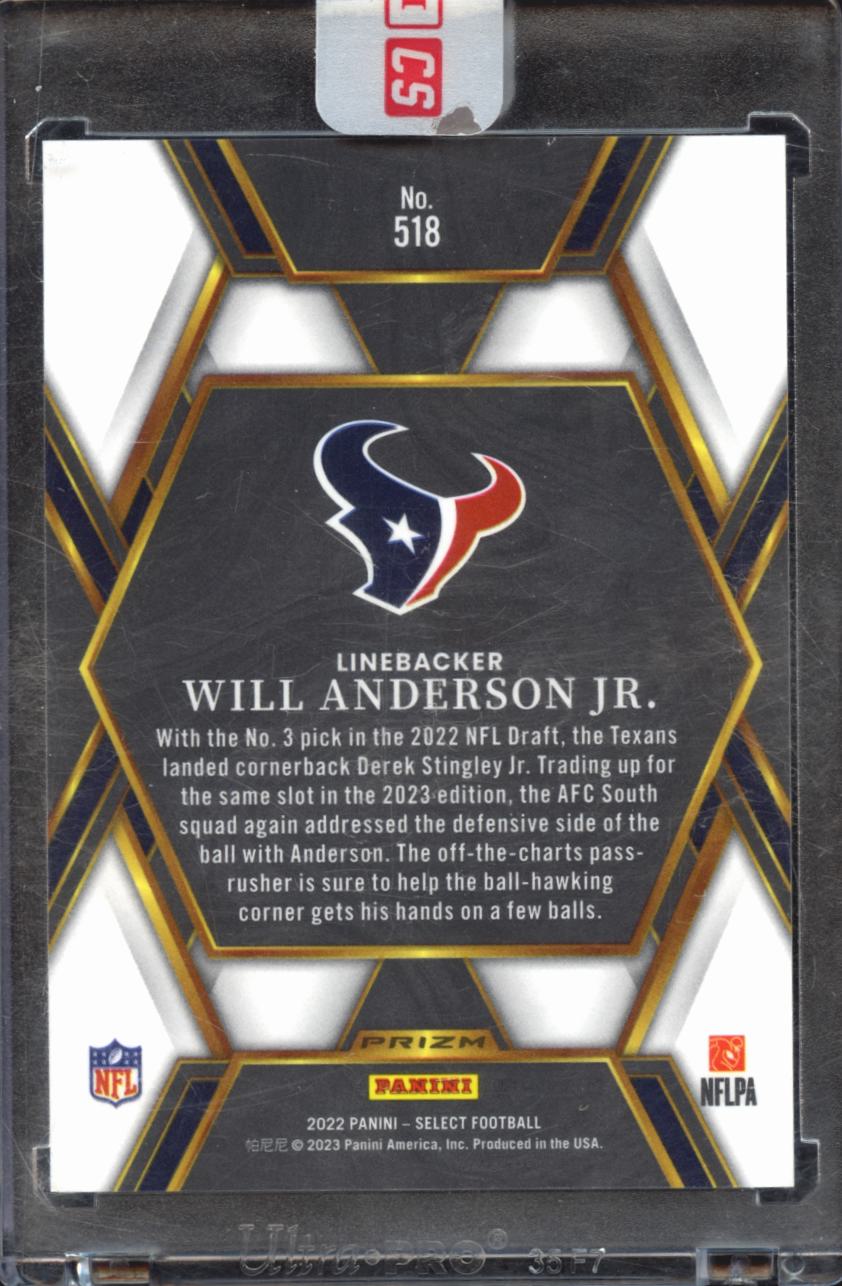 Will Anderson Jr. 2022 Select XRC Silver Prizm Rookie RC SSP Houston Texans