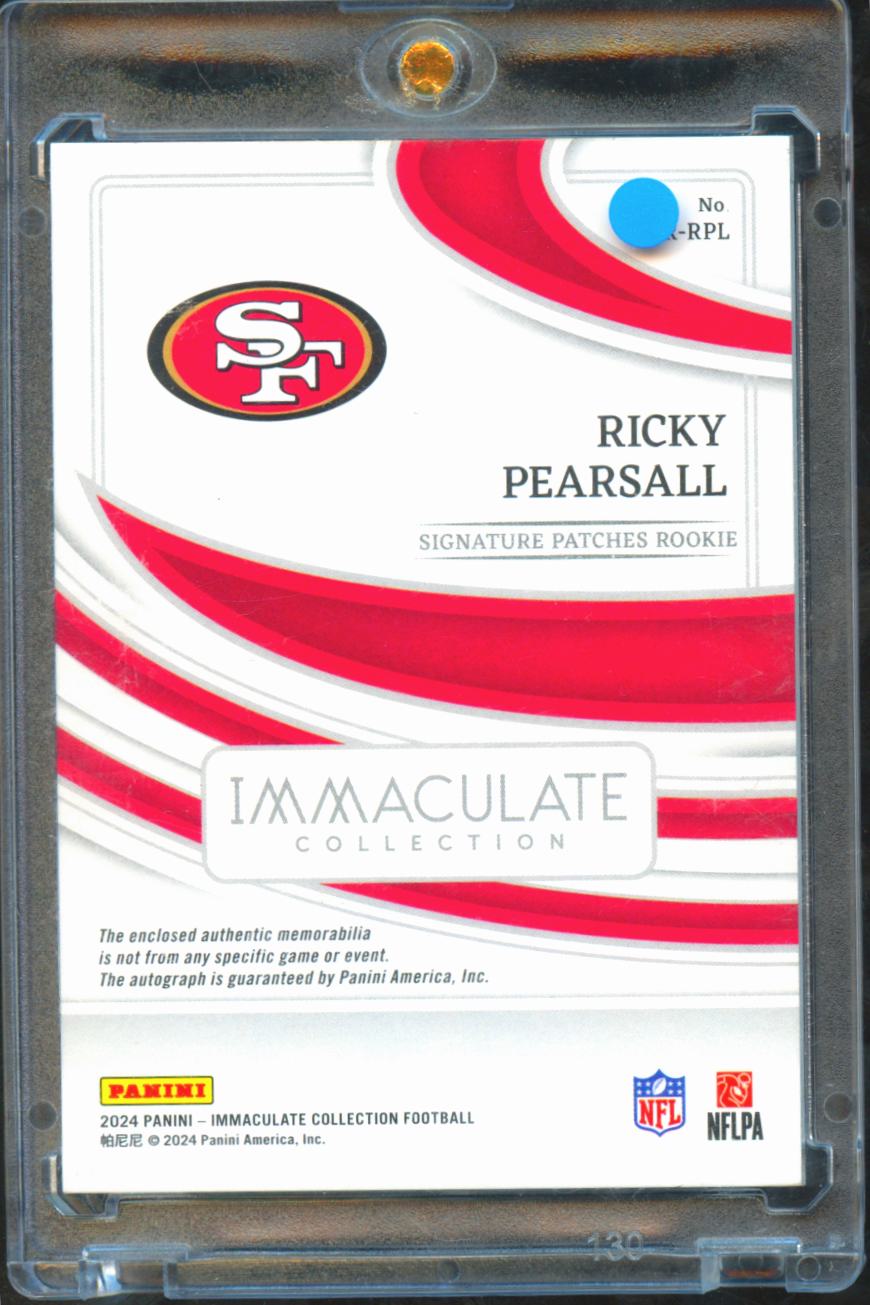 Ricky Pearsall 2024 Immaculate Auto Autograph Patch RC 5/99 San Francisco 49ers
