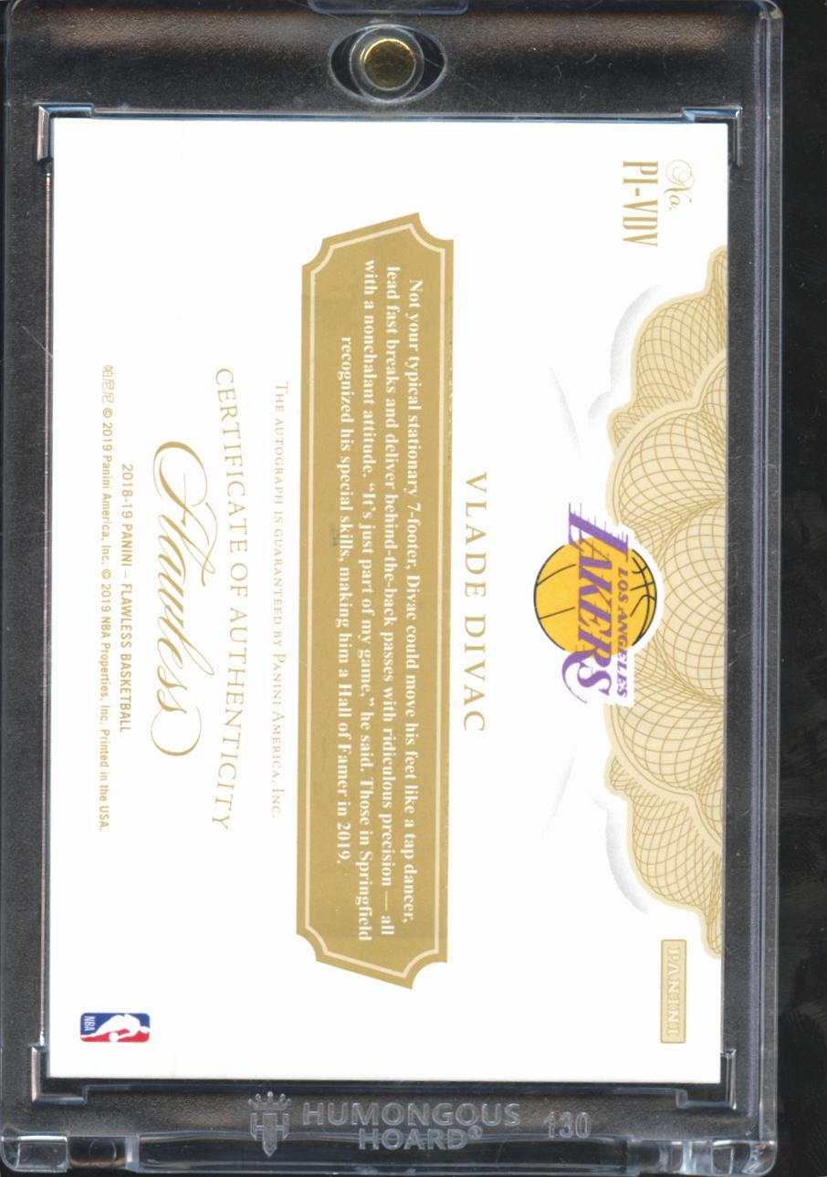 Vlade Divac 2018-19 Flawless Premium Ink Auto Autograph 20/25 Los Angeles Lakers